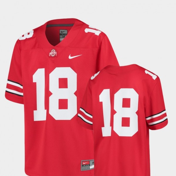 Ohio State Buckeyes Youth #18 Scarlet College Football Jersey 2404XILX0